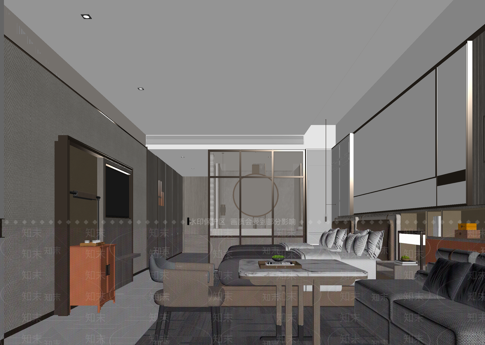 现代酒店客房3D模型下载【ID:1215075329】