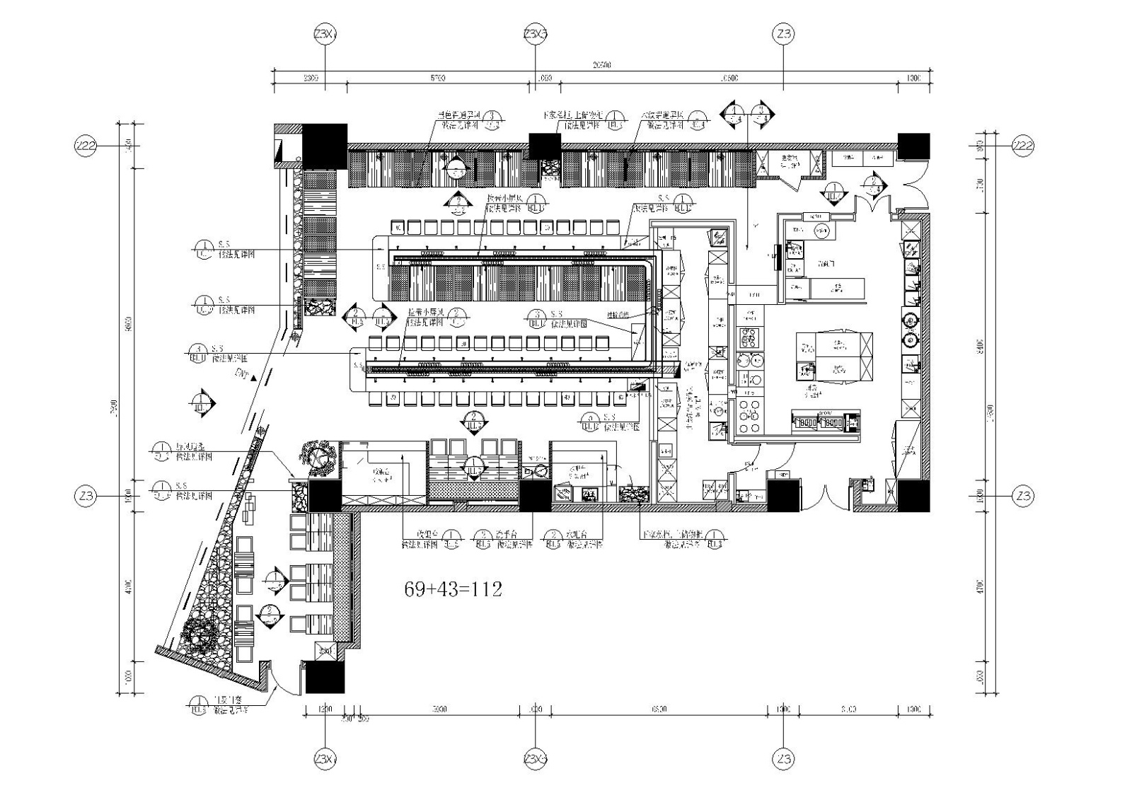 [深圳]万象天地寿司日式餐厅施工图_效果图cad施工图下载【ID:160427163】