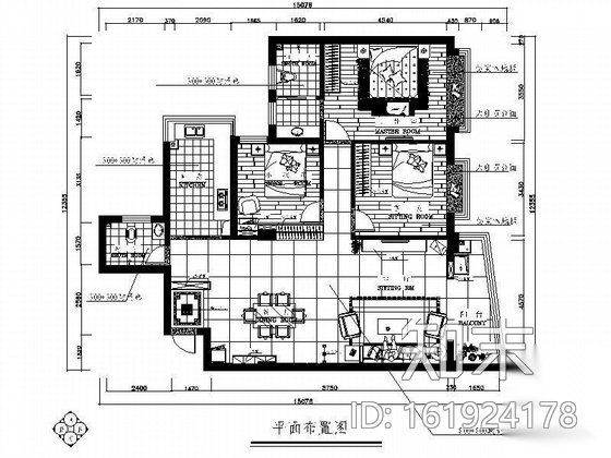 简约三居室内设计图施工图下载【ID:161924178】