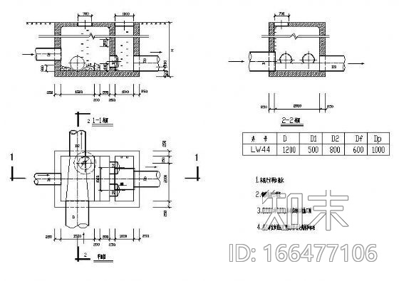 箱涵及溢流井(带防潮门)大样图cad施工图下载【ID:166477106】