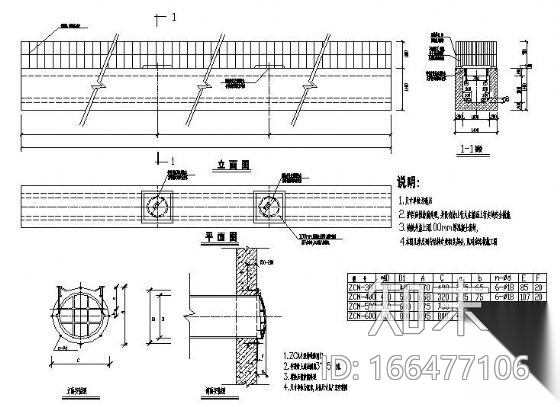 箱涵及溢流井(带防潮门)大样图cad施工图下载【ID:166477106】