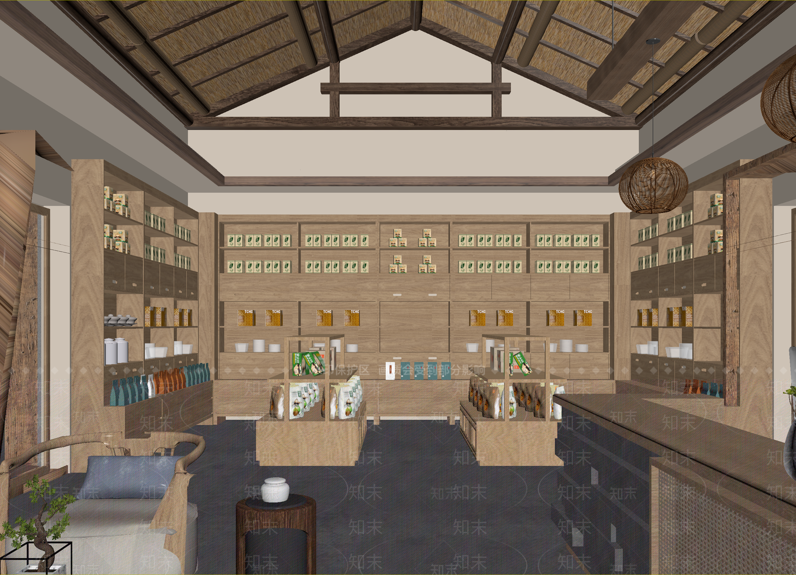 新中式茶叶店3D模型下载【ID:1215110657】