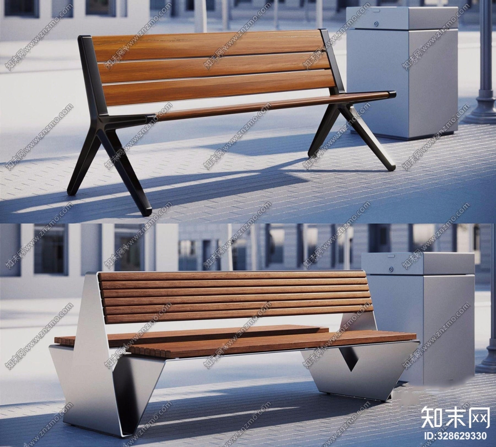 现代室外长椅3D模型下载【ID:328629330】