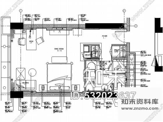 施工图北京实力雄厚酒店高档现代风格标准客房室内装修施工图cad施工图下载【ID:532023637】