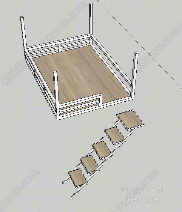 北欧风格单人床SU模型下载【ID:551327849】