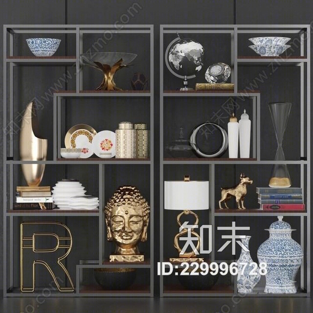 后现代陈设品摆件组合3D模型下载【ID:229996728】