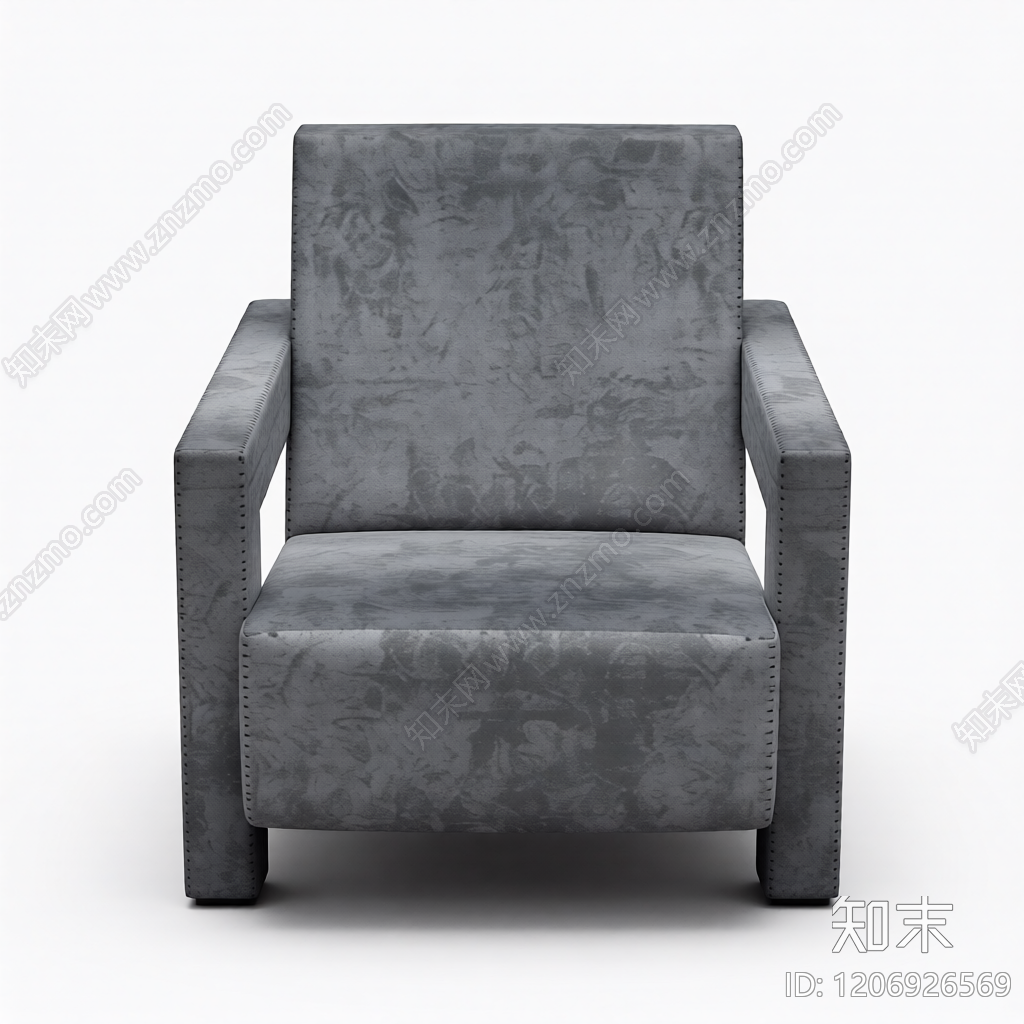 灰色布艺扶手椅3D模型下载【ID:1206926569】