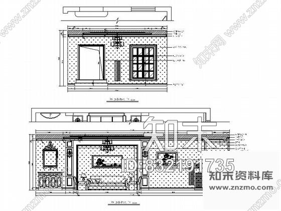 图块/节点北京简欧大户型客厅立面图cad施工图下载【ID:832191735】