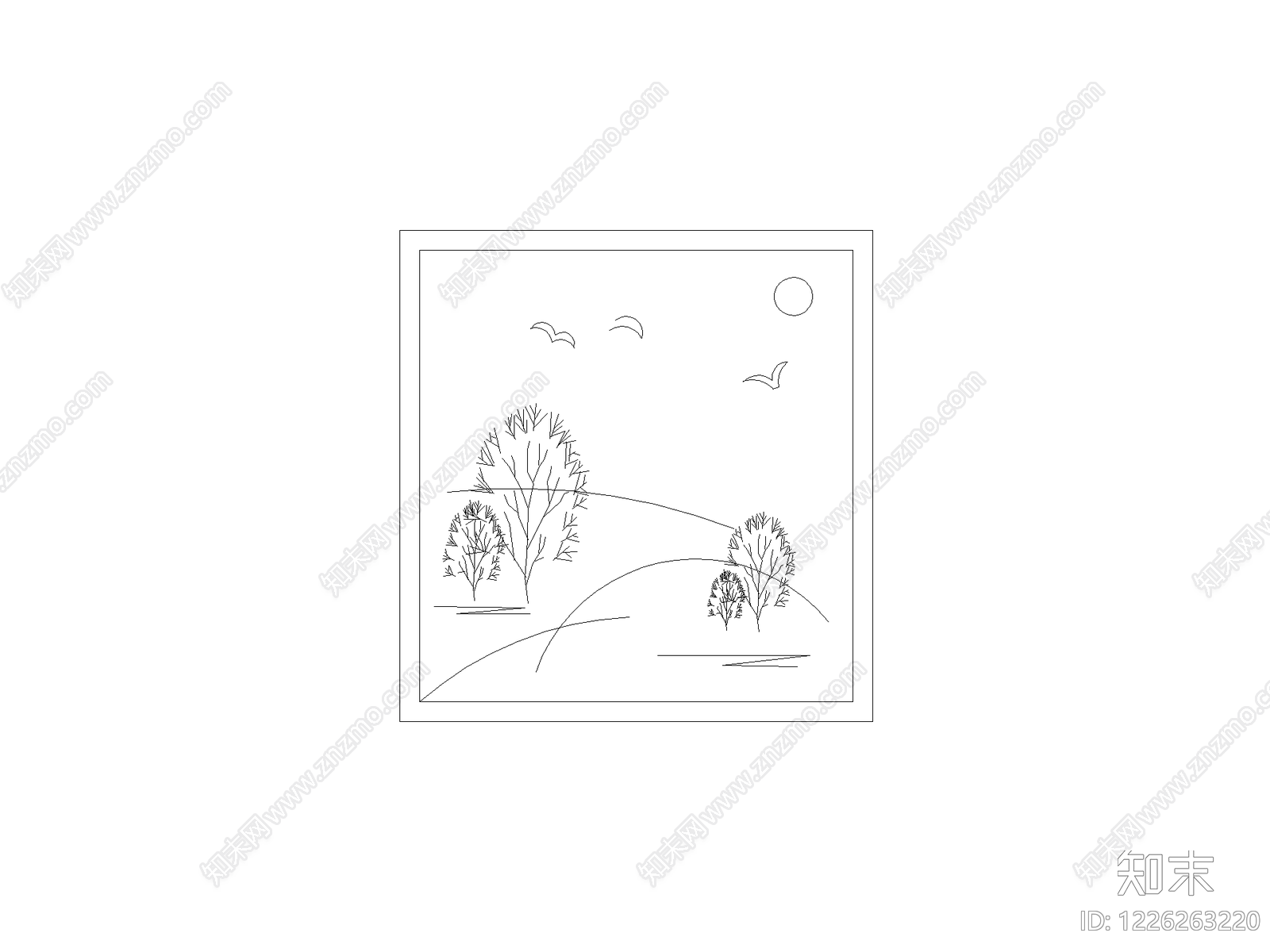 陈设类立面挂画cad施工图下载【ID:1226263220】