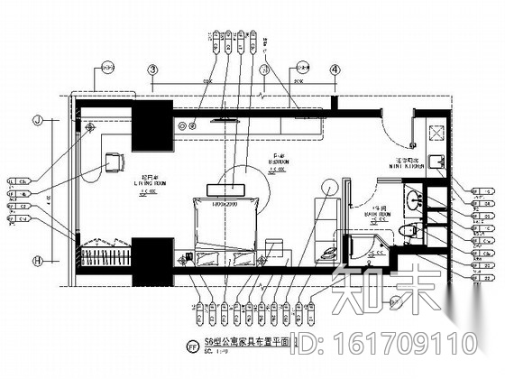 [重庆]国际大厦公寓现代精装样板房装修图（含示意图）cad施工图下载【ID:161709110】