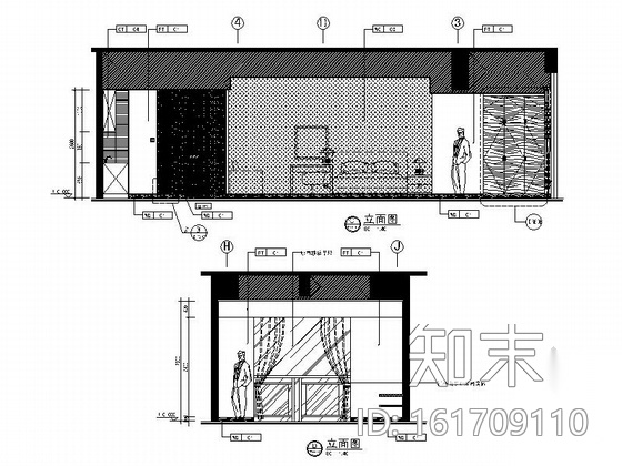 [重庆]国际大厦公寓现代精装样板房装修图（含示意图）cad施工图下载【ID:161709110】