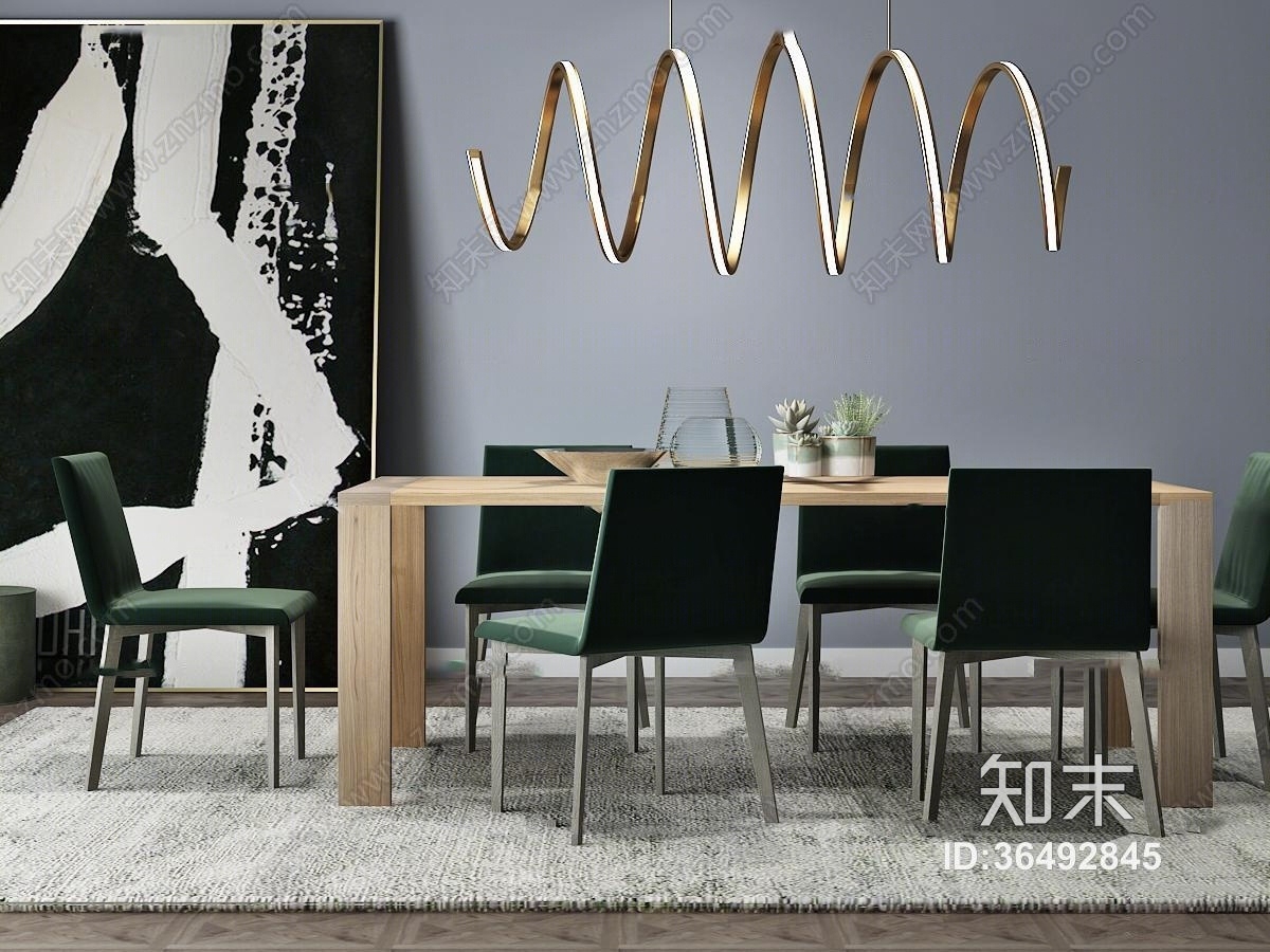 现代餐桌椅3D模型下载【ID:36492845】