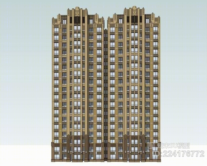 artdeco高层住宅SU模型下载【ID:224176772】