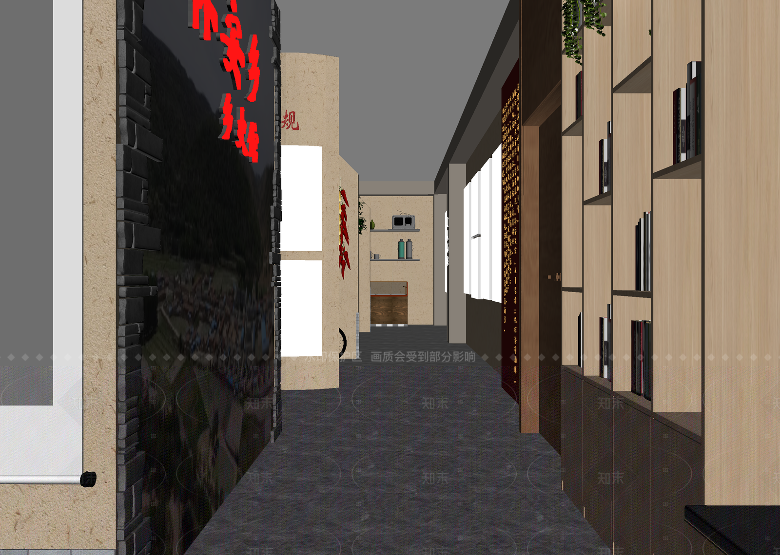 新中式走廊3D模型下载【ID:1214945673】