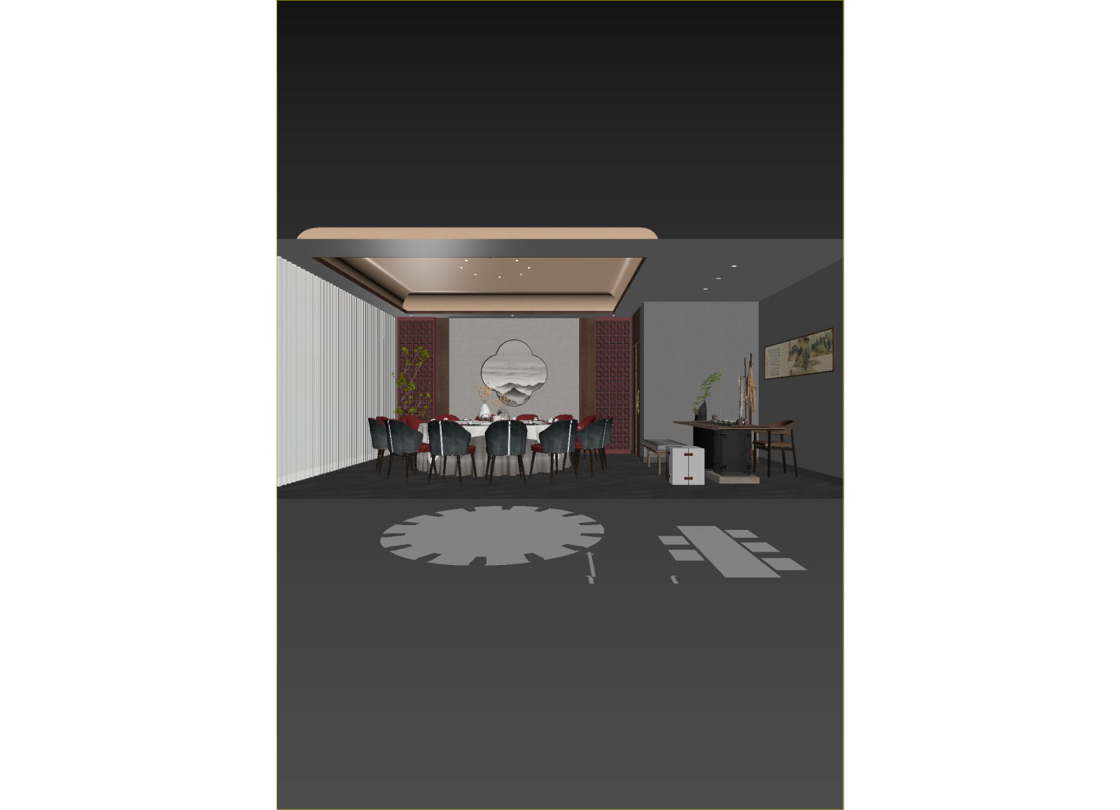 新中式中餐厅3D模型下载【ID:1214300818】