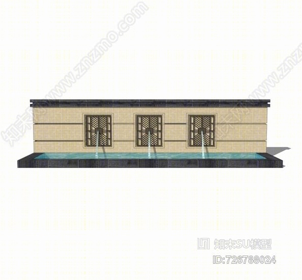 欧式景墙SU模型下载【ID:726788024】