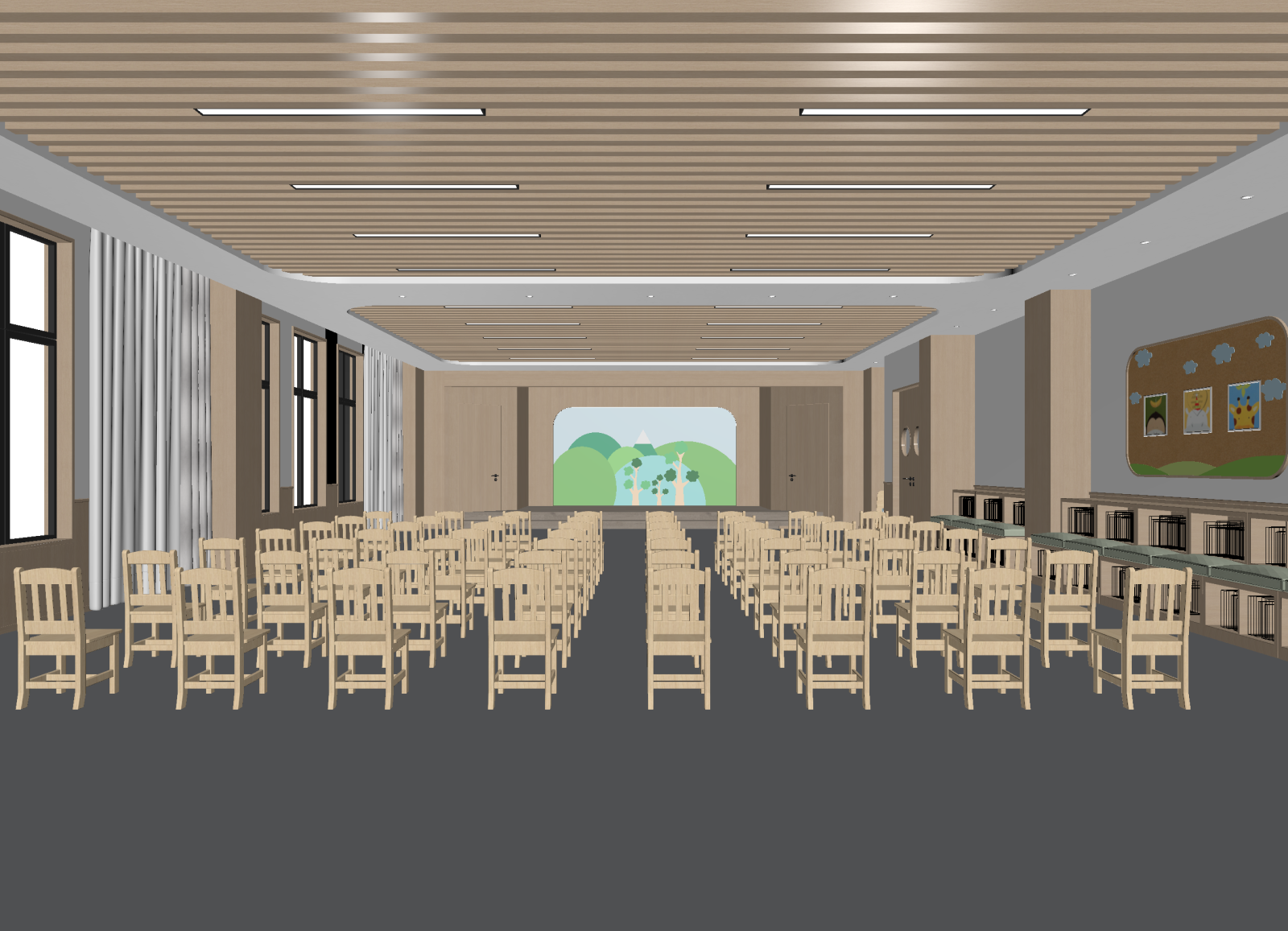 现代教室3D模型下载【ID:1215133877】