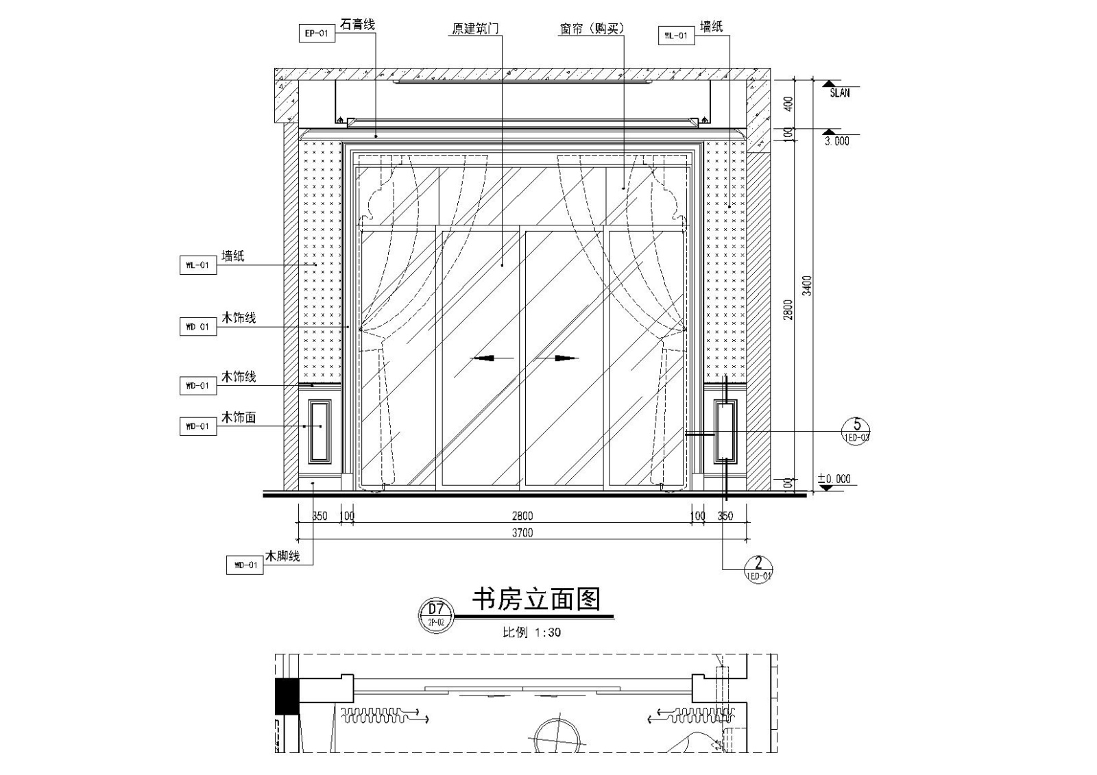 [湖南]四层别墅样板间方案+CAD全套施工图cad施工图下载【ID:160103197】