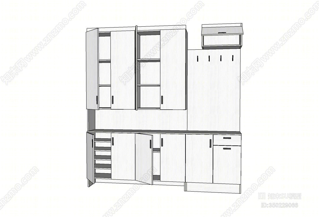 现代风格衣柜SU模型下载【ID:350229066】