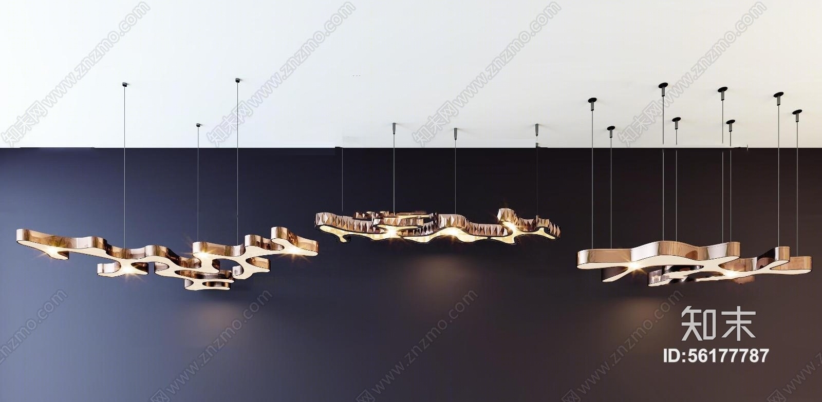 现代金属吊灯组合3D模型下载【ID:56177787】