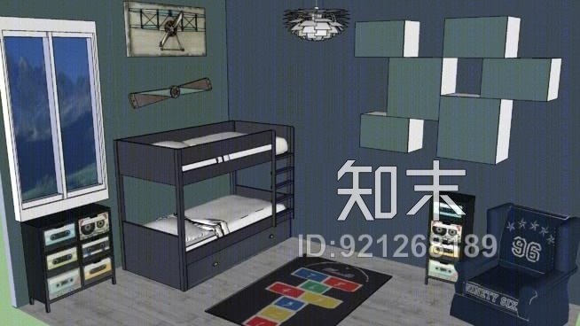 男孩卧室SU模型下载【ID:921268189】