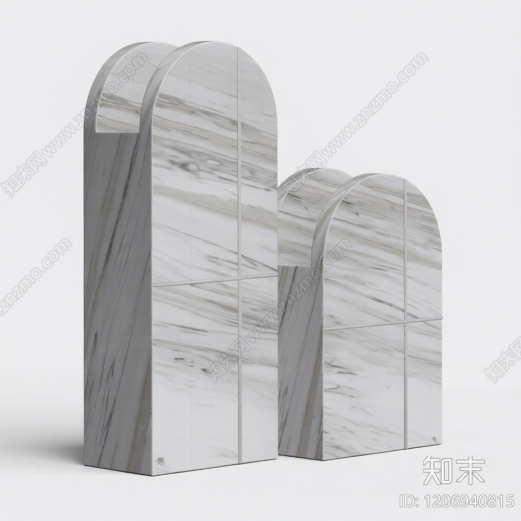 大理石拱形隔断构件3D模型下载【ID:1206940815】