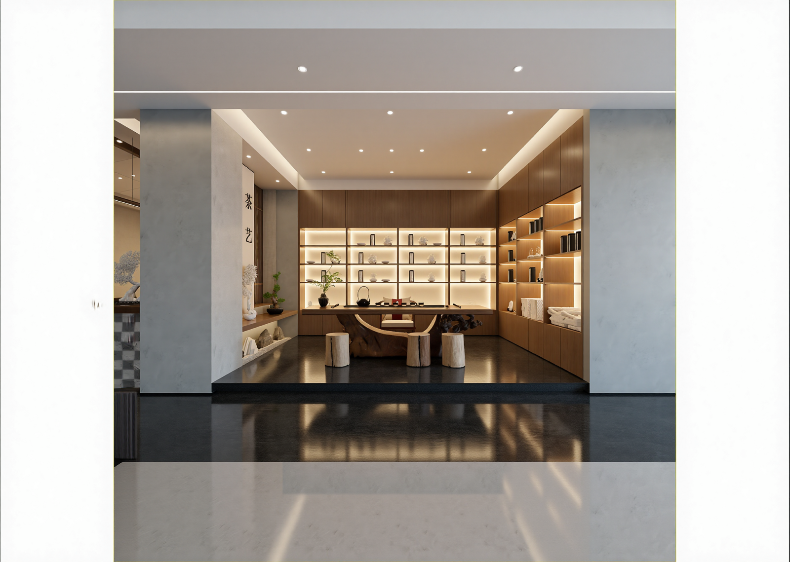 现代茶展厅3D模型下载【ID:1215078401】