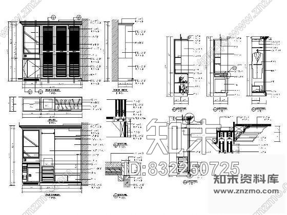 图块/节点标准间衣柜详图施工图下载【ID:832250725】