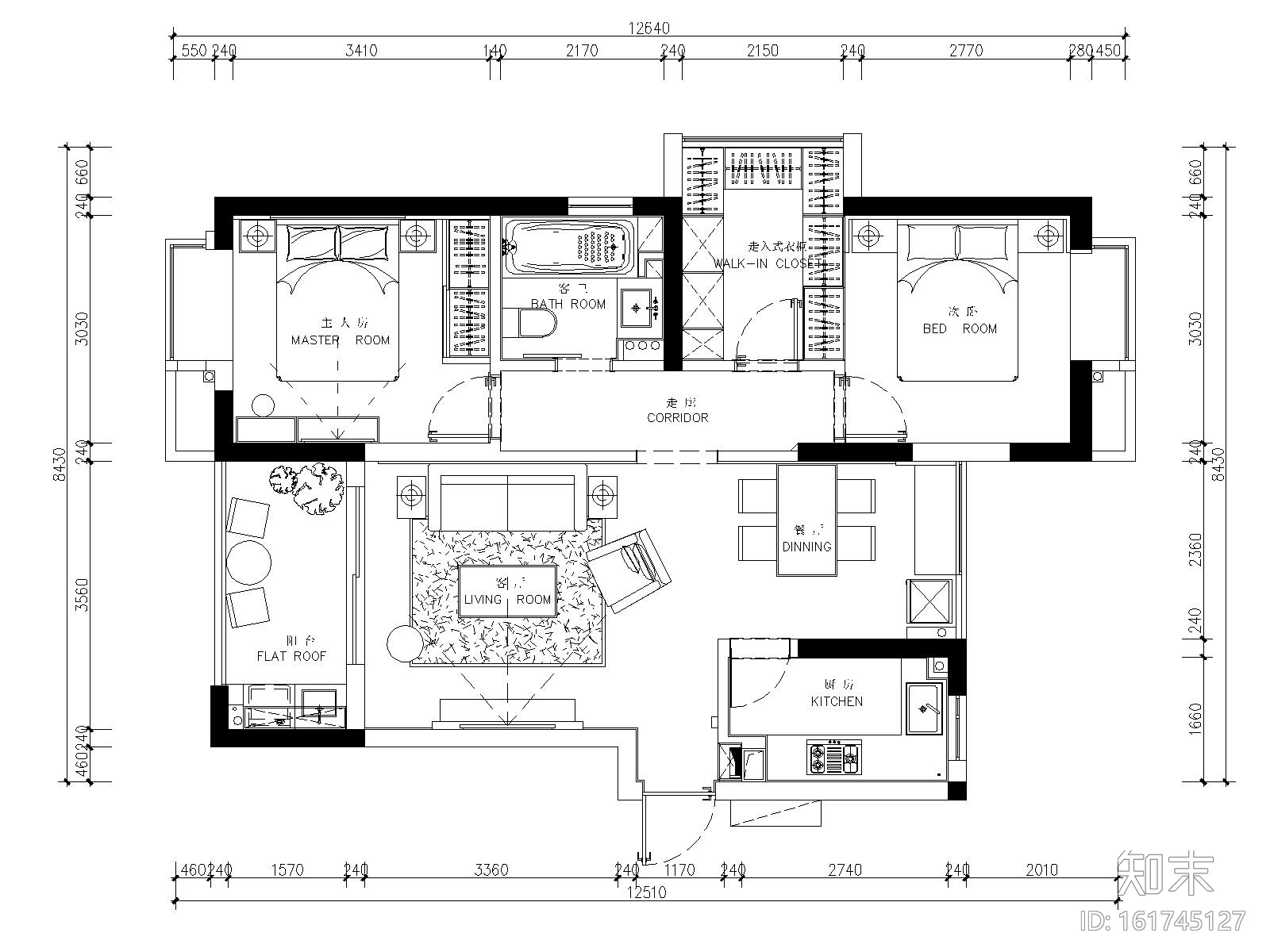 [浙江]杭州白马山庄两居室样板房装修施工图施工图下载【ID:161745127】