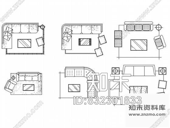 图块/节点时尚家居沙发CAD图块下载施工图下载【ID:832301833】