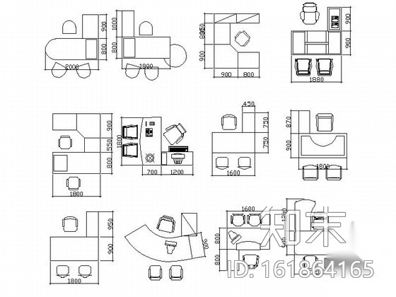 各式办公桌CAD图块下载施工图下载【ID:161864165】