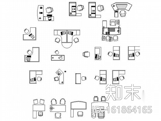 各式办公桌CAD图块下载施工图下载【ID:161864165】