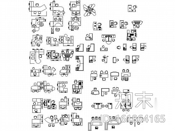 各式办公桌CAD图块下载施工图下载【ID:161864165】
