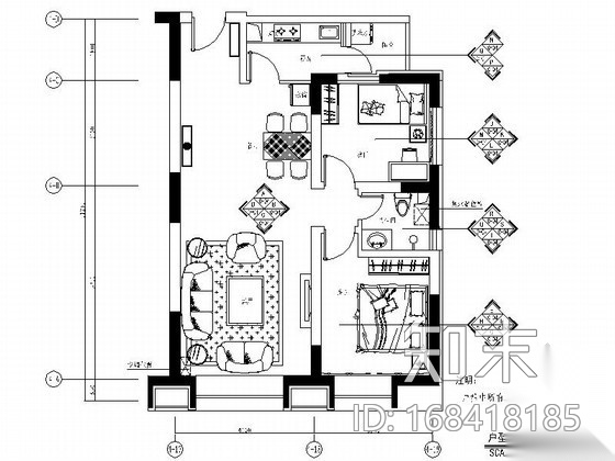 某电子世界两居室装修图cad施工图下载【ID:168418185】