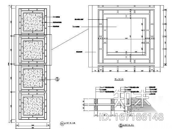 酒店包间屏风详图施工图下载【ID:167186148】