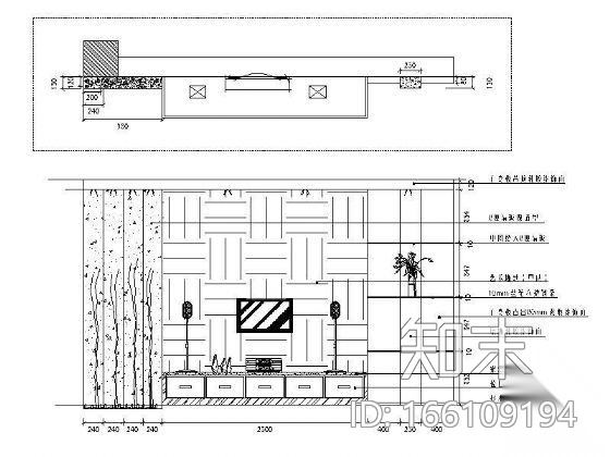 两个电视墙立面设计cad施工图下载【ID:166109194】