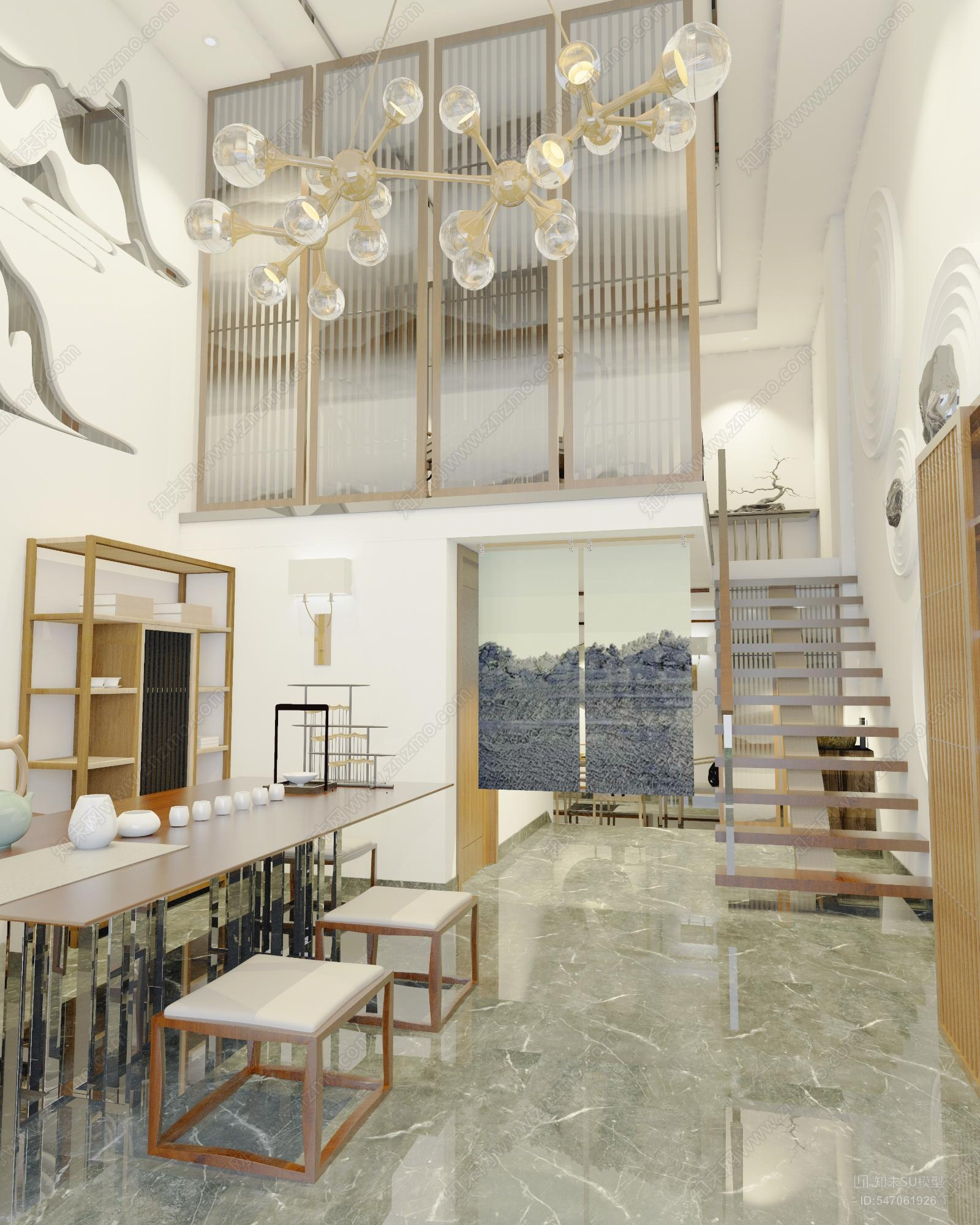 新中式茶叶店SU模型下载【ID:547061926】
