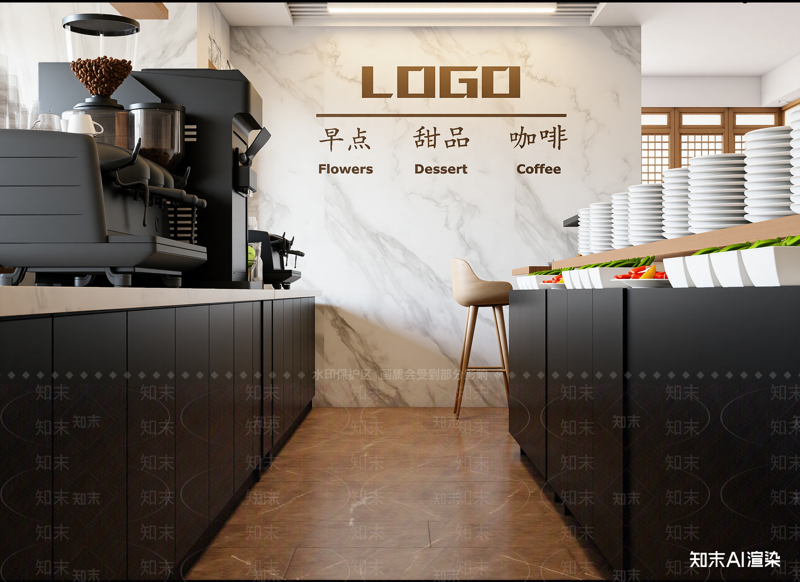 新中式咖啡厅3D模型下载【ID:1214417694】