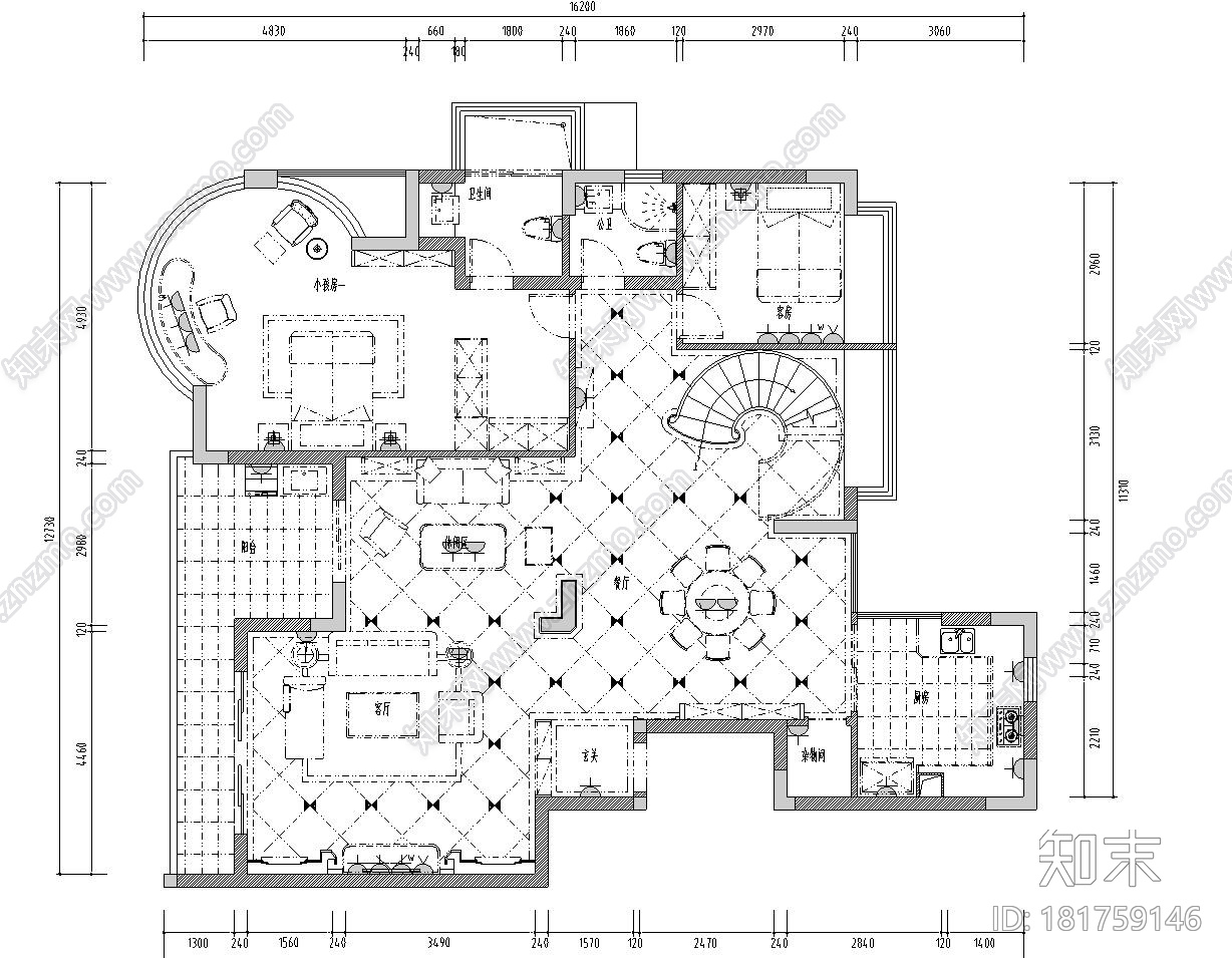 远辰山水一号居住区区复式楼施工图设计（CAD+实景图）cad施工图下载【ID:181759146】