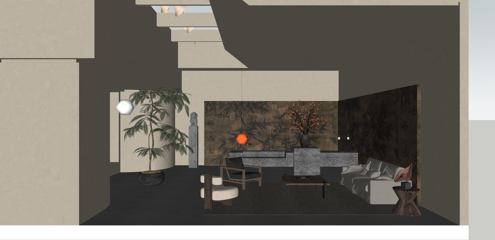 现代酒店大堂SU模型下载【ID:1216044741】