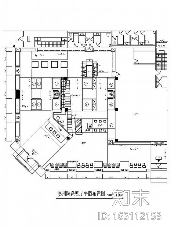 澳洲陶瓷展厅装修施工图cad施工图下载【ID:165112153】