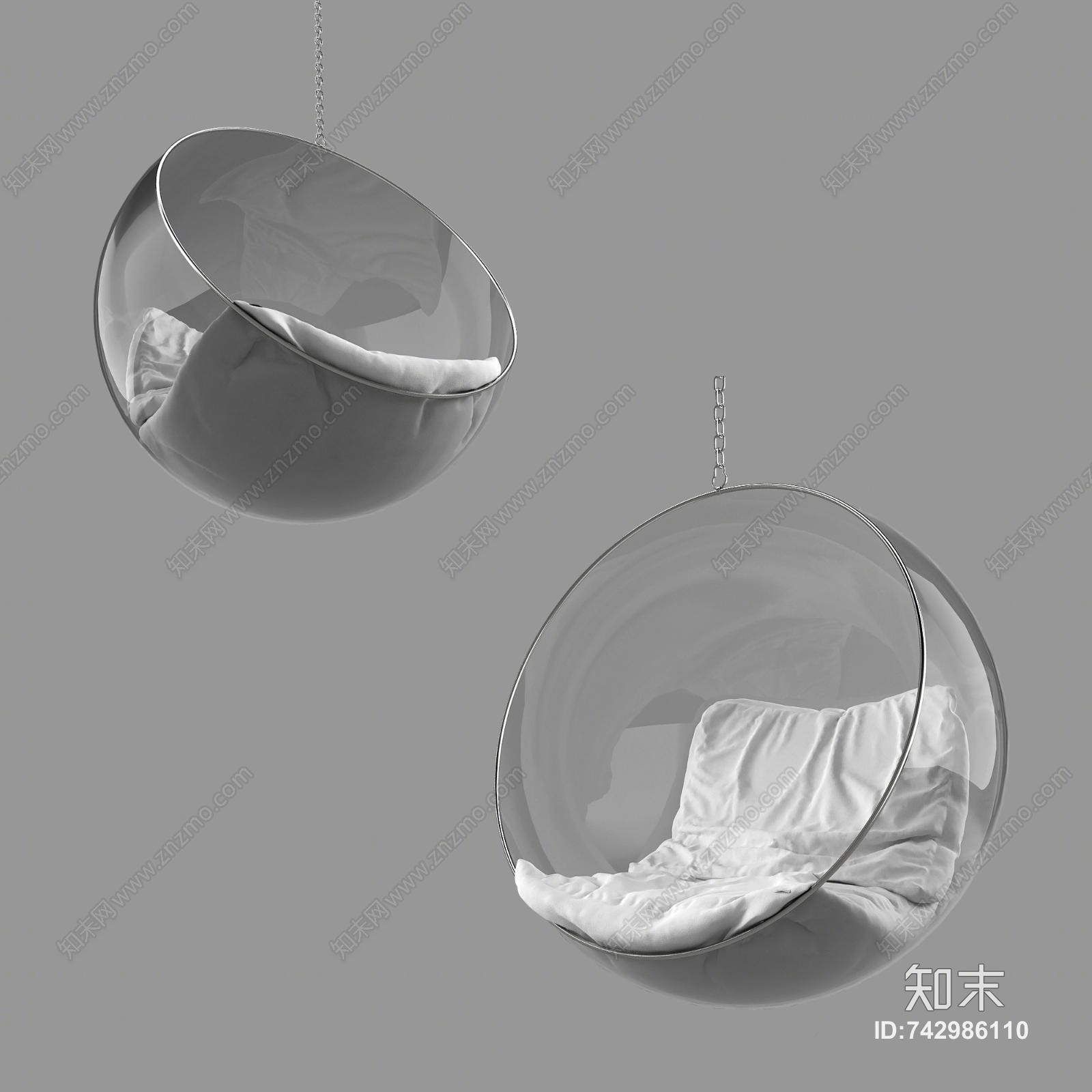 北欧亚克力吊椅3D模型下载【ID:742986110】