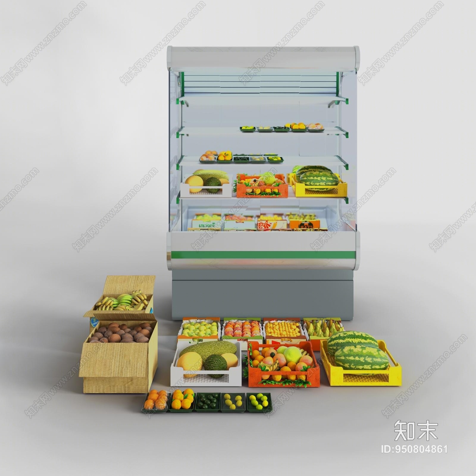 现代保鲜柜水果组合3D模型下载【ID:950804861】