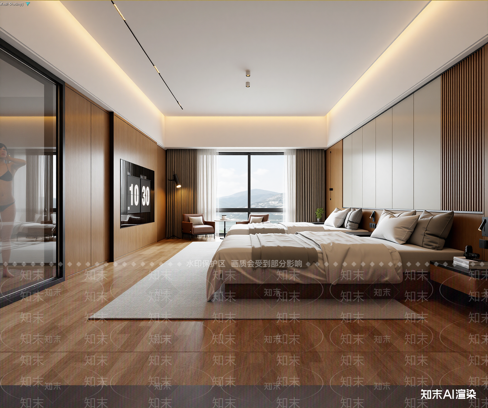 现代酒店客房3D模型下载【ID:1214847206】