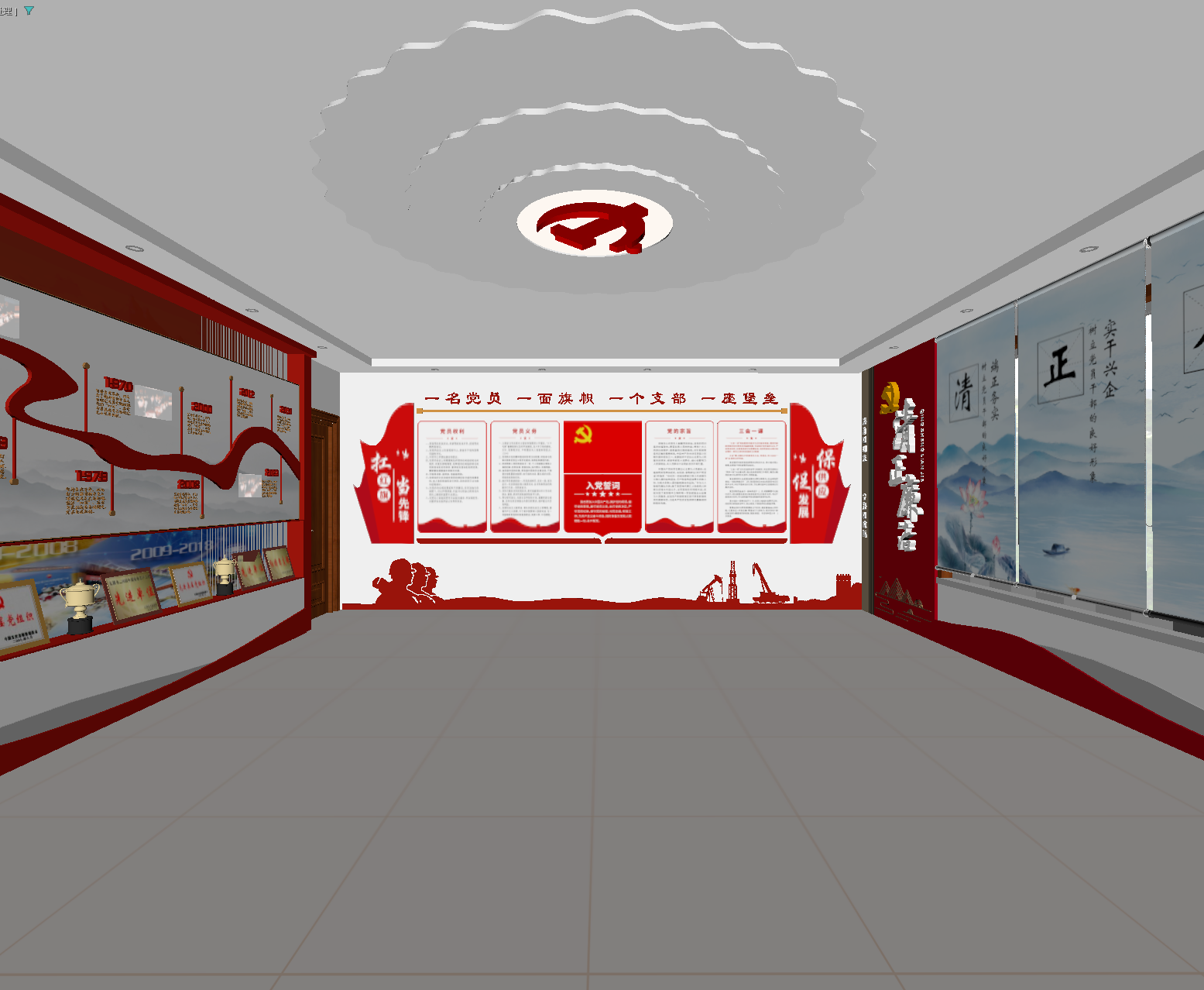 现代党建展厅3D模型下载【ID:1214562690】