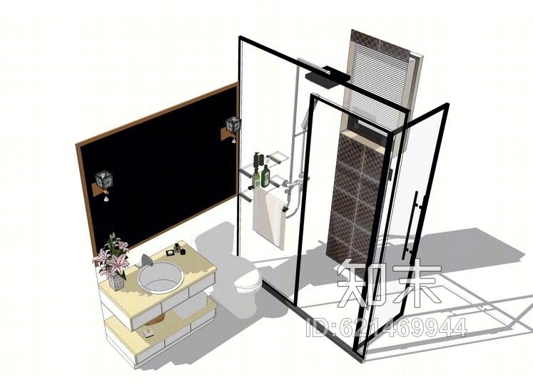 卫生间家具组合SU模型下载【ID:621469944】