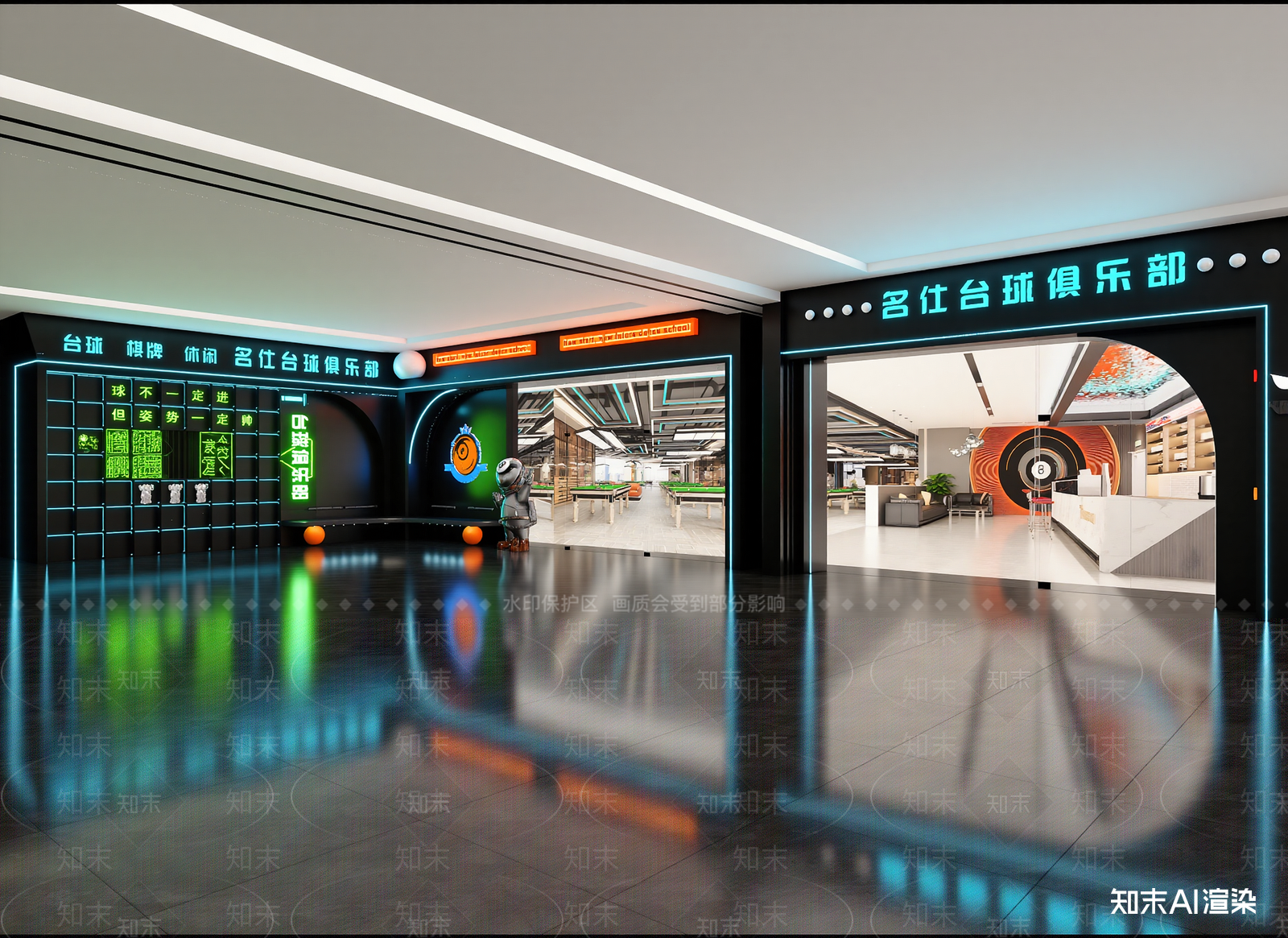 工业风台球室3D模型下载【ID:1214266320】