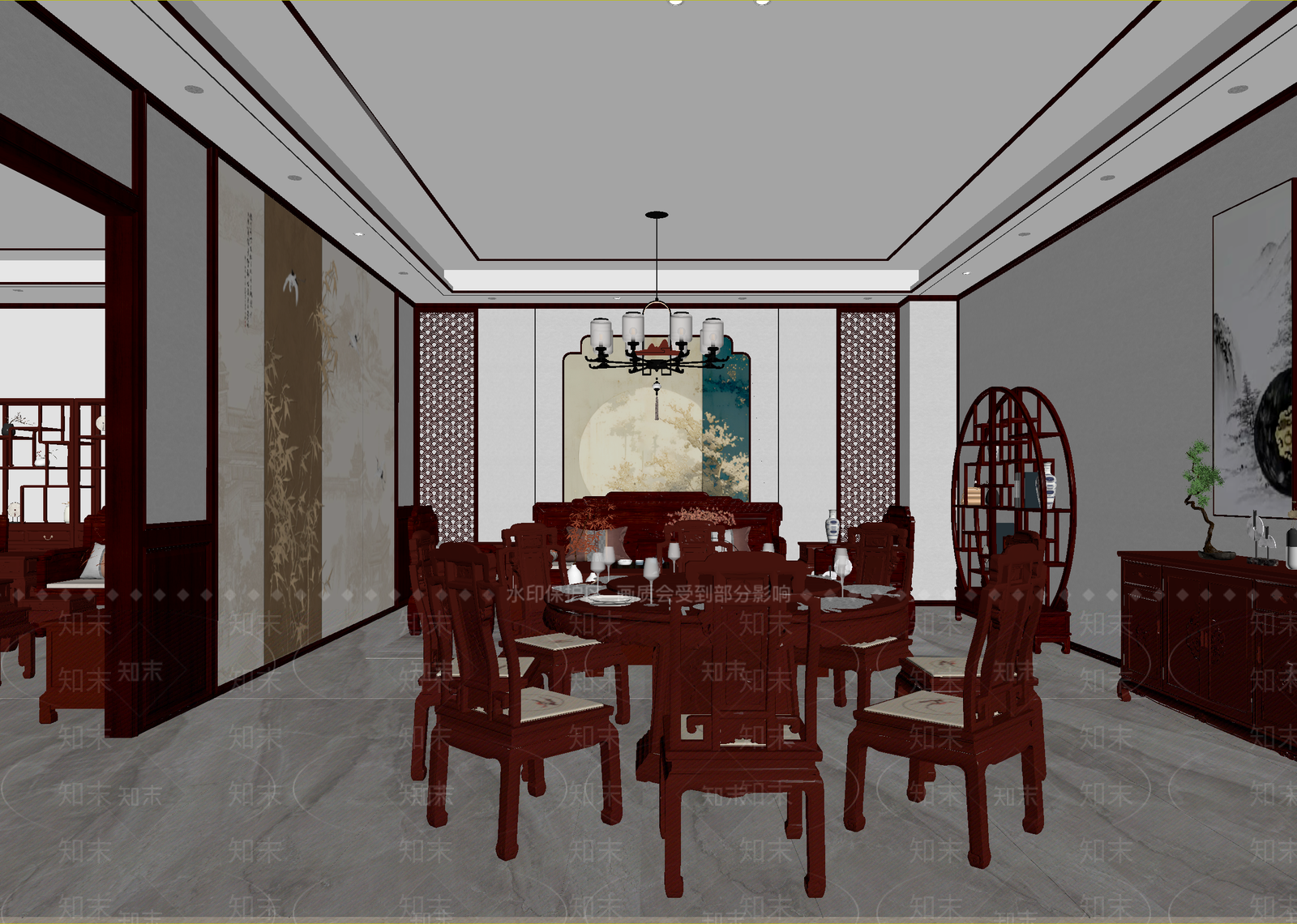 新中式包厢3D模型下载【ID:1215191450】