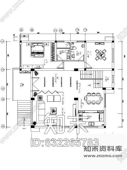 图块/节点别墅平面设计图cad施工图下载【ID:832265783】