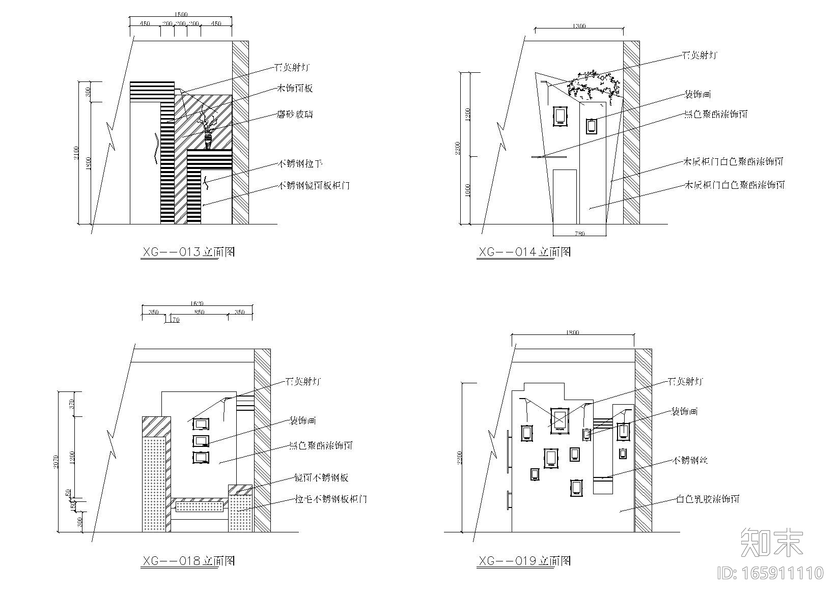 室内玄关衣帽柜立面图-22款施工图下载【ID:165911110】